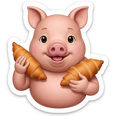 Pig with a croissant  sticker