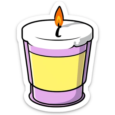 minimalist aesthetic scented candle with a gentle flame sticker