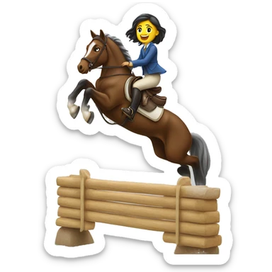 Fille sur un cheval en saut d’obstacle sticker
