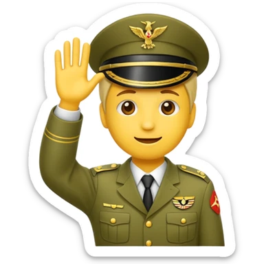 Eine salutierenden Emoji (Hautfarbe: gelb ) in Armee Klamotten männlich; salutierend mit der rechten Hand und auf der Höhe der Stirn sticker