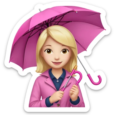 Girl with pink umbrella sticker