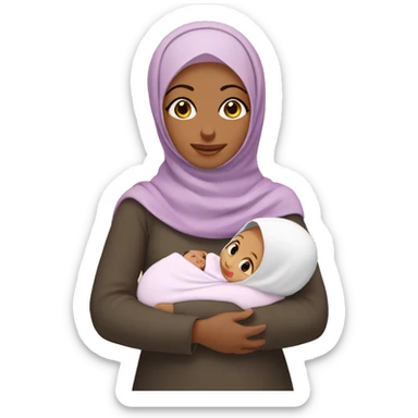 hijab mother with 2 female newborns sticker