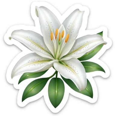 A cute gorgeous beautiful shiny glittery shimmering soft smooth hyperrealistic white Lily flower sticker