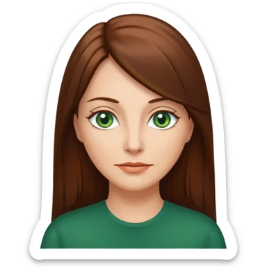 Pretty middle age woman with green eyes and long straight  brown hair  sticker