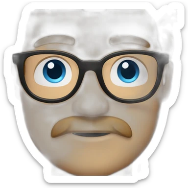 man with short light brown hair, beard and mustache and glasses, blue eyes and his hand show like sticker