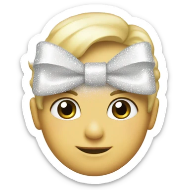 A white bow with glitters sticker