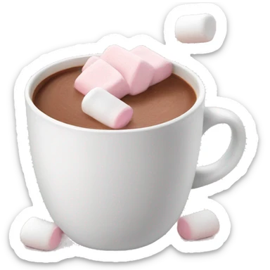 Light Pink mug of hot chocolate with marshmallows  sticker