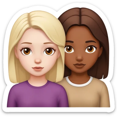 Two girl cousins on brown skin one pale sticker