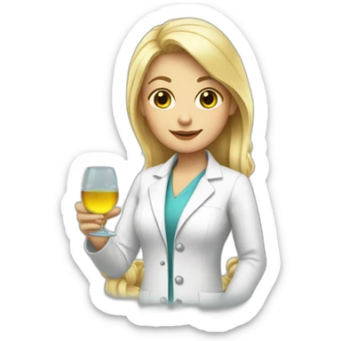 blonde with glass wearing lab coat tipsy sticker