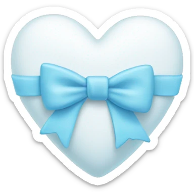 White heart with baby blue bow  sticker