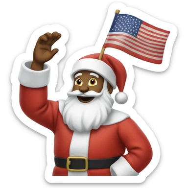 Santa saluting the American flag sticker