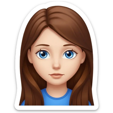 Girl with blue eyes and with with brown long hair ￼ sticker