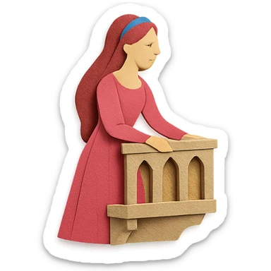 paper craft style Juliet on a balcony sticker