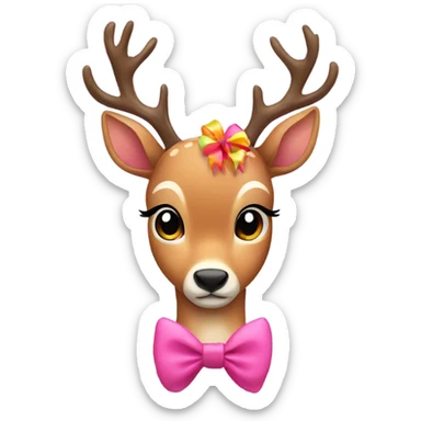 cute deer with bow sticker