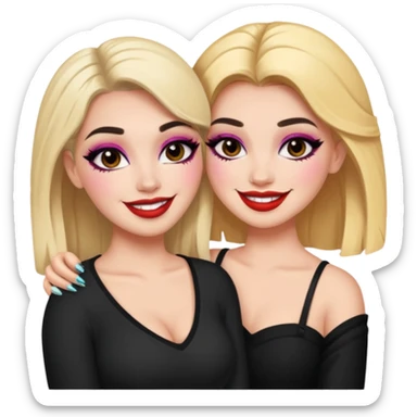 Boujy baddie best friends, fair skin, trendy heavy makeup sticker