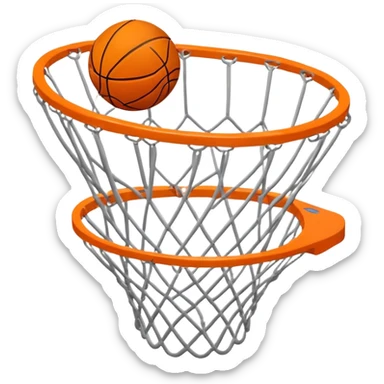 Multiple exposure effect showing basketball at different positions going through net, motion sequence, iOS emoji style sticker