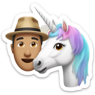 unicorn with person (asian american with hat) sticker