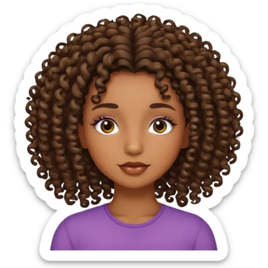 Brown skin girl with curly roots and relaxed hair sticker