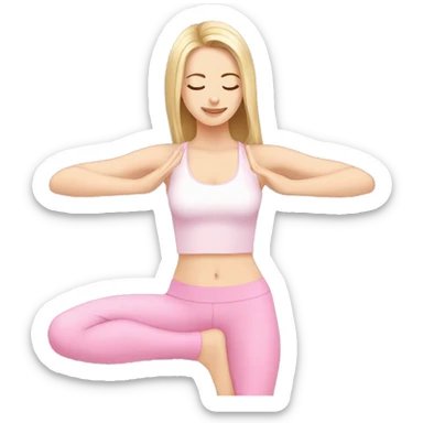 beautiful white girl doing yoga pink sticker