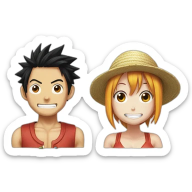 Luffy et Nami sticker