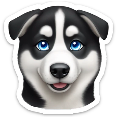 realistic looking Short haired black and white Siberian husky with blue eyes sticker