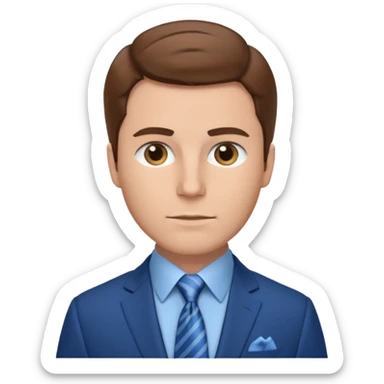 white man with brown hair in blue elegant suit sticker