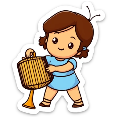 ragazza castana che gioca a tamburello sticker