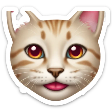 kitty face with lipstick sticker