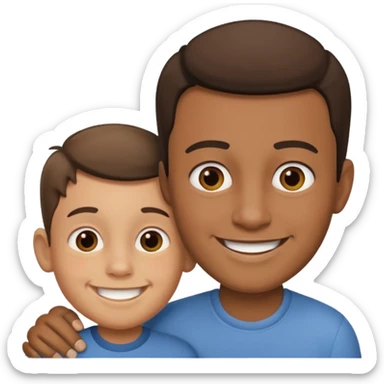 Children boy with papa same person sticker