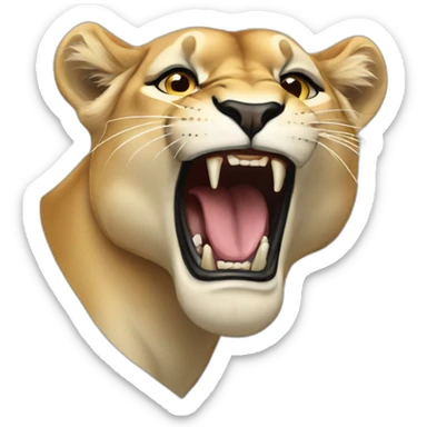 Lioness roaring sticker