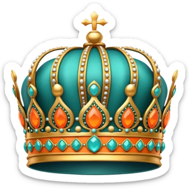 teal and orange royal crown sticker
