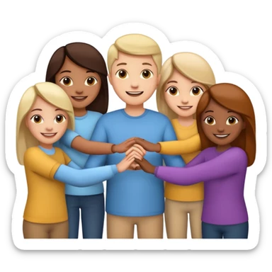 five people holding handsin circle sticker