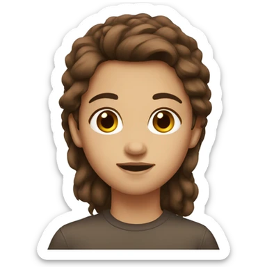 brown hair with brown eyes sticker