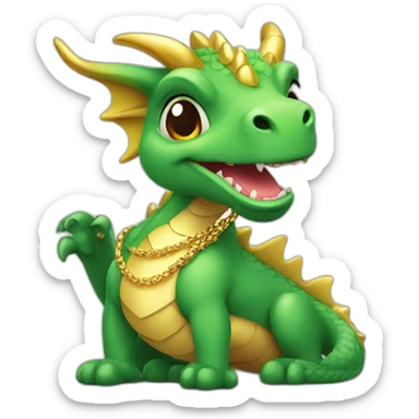 Cute dragon with a gold necklace sticker