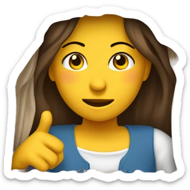 Mujer poniendo cortinas de tela en su ventana sticker