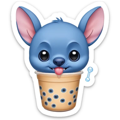 Stitch qui boit un bubble tea  sticker