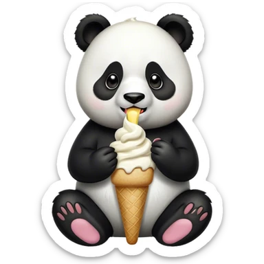 Panda eating ice cream sticker
