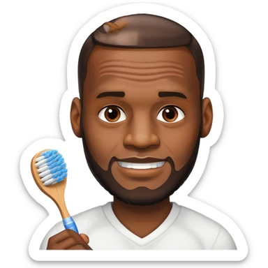 lebron james holding a toothbrush sticker