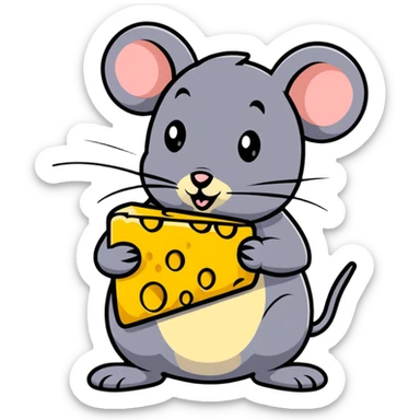 Jerry mouse enjoying a large piece of swiss cheese sticker