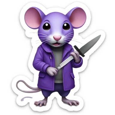 A purple rat with a knife sticker