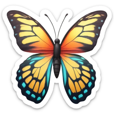 A butterfly bangs to a wall sticker