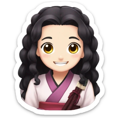 cute nezuko from demon slayer being happy sticker