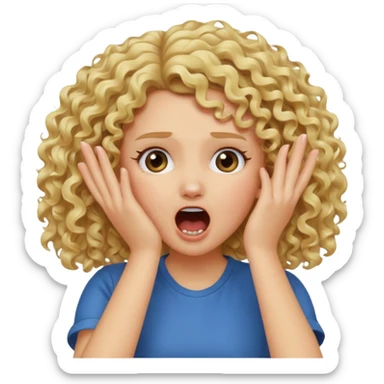 Emoji di ragazza bionda riccia che urla e mette una mano in faccia verso la fronte sticker