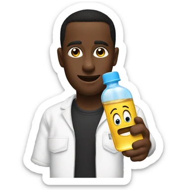 Diddy with a baby oil bottle sticker