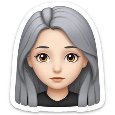 girl with black eyes and long black and gray hair sticker