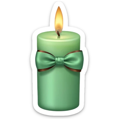 mint candle, with brown bow sticker