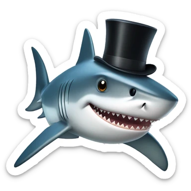 Shark with a top hat sticker