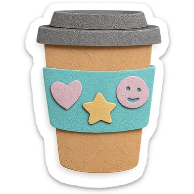 to-go coffee cup with cute pastel sticker decorations sticker