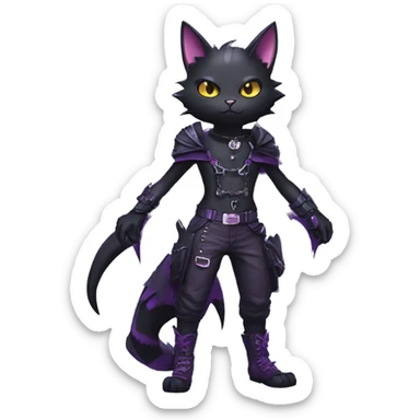 cool edgy black punk Purple nargacuga-bat-cat-Fakemon collar full body sticker