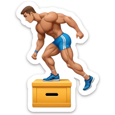 bodybuilder step onto plyo-box side-view sticker